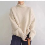Womens Oversized Turtleneck Sweater Thick Knit Casual Style Versatile for Autumn and Winter Whol