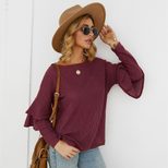Womens Casual Solid Color T Shirt Knit Fabric Short Sleeve Round Neck Autumn Winter Collection