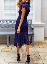 Sleeveless High Neck Lace Floral Mermaid Dress for Women Vintage Style Cocktail Evening Gown