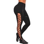 High Waist Side Tie Plus Size Leggings Hollow Out Design Casual Sportswear customizable