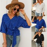 Womens Polka Dot Blouse Stylish Design Long Sleeve Comfortable Fabric Autumn Winter Fashion Whol