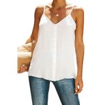 Solid Color Sleeveless Tank Top for Women V Neck Button Detail Casual Style Summer Wear Wholesal