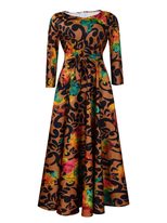 Plus Size African Print Maxi Dress Stylish Floral Design Tie Neck Flowy Silhouette Spring Summer
