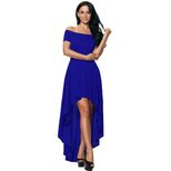 Off Shoulder Short Sleeve Dress High Low Hem Elegant Design Perfect for Nightclub or Evening Eve