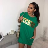 Vogue Printed Pocket Dress for Women Short Sleeve Round Neck Summer Casual Wear Available in Multiple Sizes
