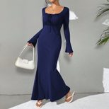 Elegant Long Sleeve Mermaid Dress Fall Winter Collection Party Wear Comfortable Fabric Wholesale