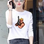 Womens Loose Fit Round Neck Long Sleeve T Shirt 95 Cotton Floral Print Plus Size Casual Spring W