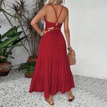 Vintage Red Halter Maxi Dress High Waist Backless Summer Style Womens Fashion Wholesale ready to