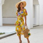 Bohemian Print Tie Dress for Women Summer Style Lightweight Fabric Available in Multiple Sizes Wholesale Ready