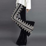 Velvet High Waist Embroidered Flare Pants for Women Slim Fit Casual Trousers Autumn Winter Collection Wholesale