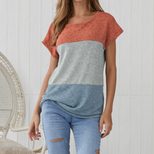 Color Block Loose Fit T Shirt Summer Style Available in 4 Colors Casual Wear for Women Wholesale