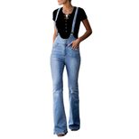 High Waisted Denim Overalls for Women Casual Flared Design Cross Back Straps Autumn Style Wholes