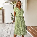 Polka Dot Short Sleeve Dress for Women Shirt Collar Summer Style Available in S to XL Wholesale Supply
