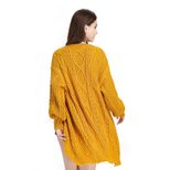 Long Oversized Chunky Knit Sweater Womens Pullover with Puff Sleeves Cable Knit Design Plus Size