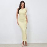 Elegant Milk Silk Dress Sexy Side Slit Design Shoulder Ribbons Perfect for Parties and Events Wh