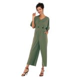 Womens Jumpsuit High Waisted V Neck 3 4 Length Spring Fashion for Casual Wear Wholesale Availabl