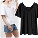 Plus Size Womens V Neck Short Sleeve T Shirt Loose Fit Summer Top Casual Wear Wholesale factory direct