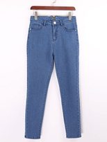 Womens Denim Leggings Zipper Detail High Waist Stretch Fabric Casual Wear private label