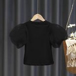 Girls Short Sleeve T Shirt with Puff Sleeves Cotton Summer Top Casual Wear Available in Multiple Sizes Wholesale