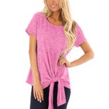 Twist Knot T Shirt for Women Irregular Short Sleeve Casual Summer Wear in Multiple Sizes