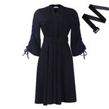 Plus Size A Line Dress Fashionable Wrinkled Design Elegant Style Autumn Winter Collection for Wo