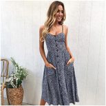 Bohemian Print Midi Dress for Women Backless Design Summer Casual Wear ready to ship