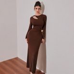 Vintage Inspired Hollow Out Long Sleeve Dress Slim Fit Elegant Design Autumn Winter Style Wholes