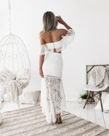 Lace Strapless Backless Pencil Dress Set for Women Elegant Fit Perfect for Parties and Events