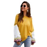 Knitted Patchwork Sweater Stylish Design Comfortable Fit Warm Fabric Autumn Winter Fashion for Women OEM Availab