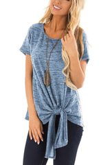 Twist Knot T Shirt for Women Irregular Short Sleeve Casual Summer Wear in Multiple Sizes