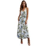 V Neck Floral Print Jumpsuit Summer Style Sleeveless Split Design Perfect for Casual Outings OEM