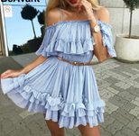 Sexy Womens Dress Off Shoulder Ruffle Hem Cake Style Perfect for Parties and Events Wholesale Av