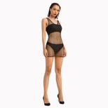 Sheer Fishnet Dress Sexy Hollow Out Design Adjustable Straps Lightweight Fabric Nightclub or Lin