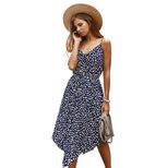 Womens Polka Dot Dress Casual Fit Short Sleeve V Neck Lightweight Fabric Summer Vacation