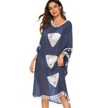 Womens Crochet Floral Patchwork Tassel Irregular Midi Beach Cover Up Dress Lightweight Bohemian