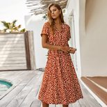 Polka Dot Short Sleeve Dress for Women Summer Fashion Casual Wear fast shipping