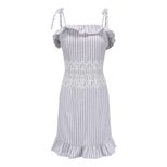 Lace Trimmed Striped Ruffle Hem Cami Dress Elegant Design Lightweight Fabric Summer Wear Wholesa