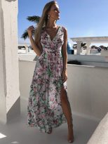 Floral Print Chiffon Maxi Dress for Women Sleeveless Beach Vacation Style Available in Multiple Sizes Wholesale