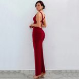 Backless Bodycon Maxi Dress Round Neck Cross Back Design Slim Fit Perfect for Parties and Evenin