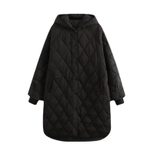 Hooded Longline Quilted Cotton Coat for Women Loose Fit Warm Winter Jacket Casual Everyday Wear