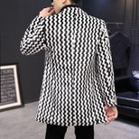 Mens Slim Fit Plaid Overcoat Faux Fur Fabric Stylish Winter Outerwear customizable
