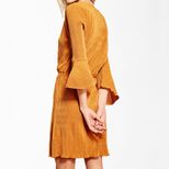 Vintage Knit Dress for Women Round Neck Flared Sleeve Autumn Winter Casual Wear