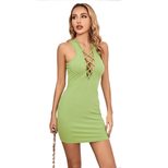 Y2K Deep V Neck Bodycon Dress Solid Color Sleeveless Short Skirt Spring Summer Fashion Wholesale