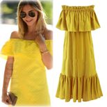 Plus Size Off Shoulder Maxi Dress Ruffle Hem Versatile Two Way Wear Elegant Style Wholesale Avai