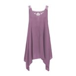 Sleeveless Dress Summer Casual V Neck Loose Fit Midi Length Solid Color Irregular Hem