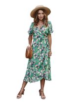 Fashionable Short Sleeve Dress Original Design Floral Print Spring Summer Style Perfect for Vaca