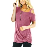 Twist Front Short Sleeve T Shirt for Women Casual Loose Fit Summer Wear Available in Multiple Sizes Wholesale