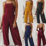 Polka Dot Tie Front Casual Jumpsuit Womens Fashion Summer Style Trendy Design Ready to Ship Whol