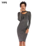 Knitted Bodycon Dress Long Sleeve Mid Length Slim Fit Comfortable Fabric Spring Fashion for Wome