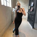 Elegant Burgundy Bodycon Maxi Dress Summer Fashion Chic Style Perfect for Parties Wholesale Avai